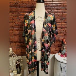 Floral Flamingo Kimono Cardigan